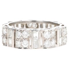 Art Deco Platinum 2 Carat Total Weight Diamond Baguette Wide Band