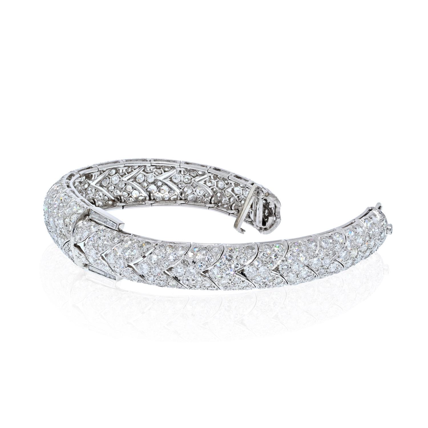 Bracelet Art déco en platine avec diamants de 20 carats des années 1930 Pour femmes en vente
