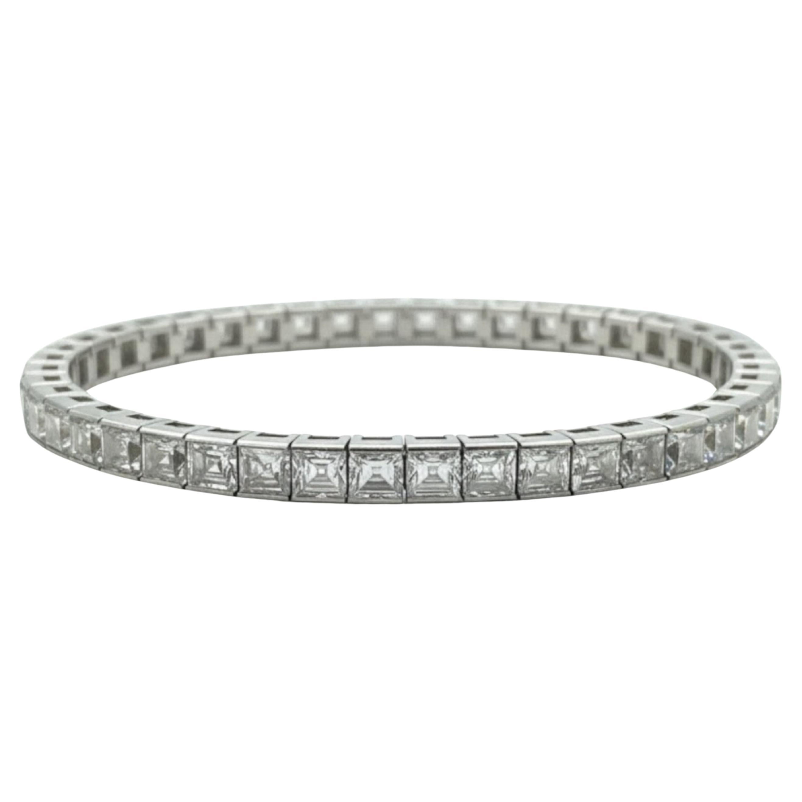 Bracelet Art Déco en platine avec diamant asscher de 20 carats, circa 1920 en vente