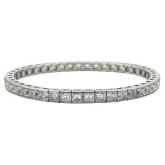 Art Deco Platinum 20 Carat Asscher Cut Diamond Bracelet, Circa 1920s