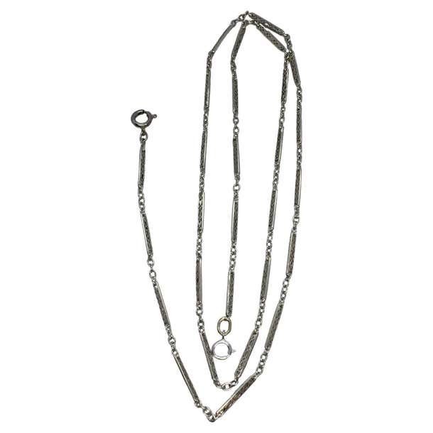 Art Deco Platinum Filigree Pocket Watch Fob Chain 8 Gram 1920s For Sale ...