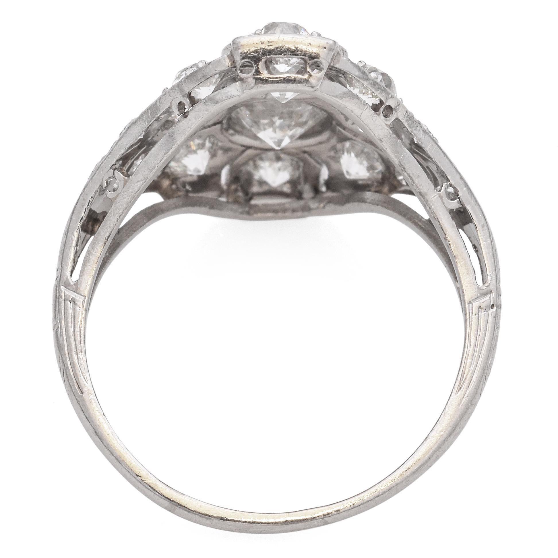 Bague de soirée Art déco en platine avec diamant européen ancien de 2,0 ctw Pour femmes en vente