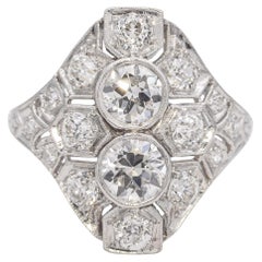 Art Deco Platin 2,0tcw Old European Diamond Dinner-Ring, Art déco