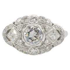 Art Deco Platinum 2.15 Carat Old European Cut Natural Diamond Cocktail Ring
