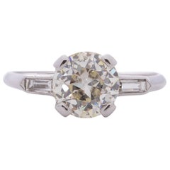 Art Deco Platinum 2.27 Carat Old European Cut Solitaire Diamond Ring