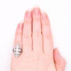 Art Deco Platinum 2.28tgw Diamond and Sapphire Filigree Panel Ring