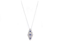Art Deco Platinum 2.30 Carat Sapphire 
Diamond Pendant Necklace