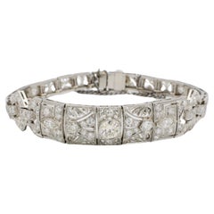Art Deco Platinum 2.50 Carat Old European Cut Natural Diamond Bracelet 