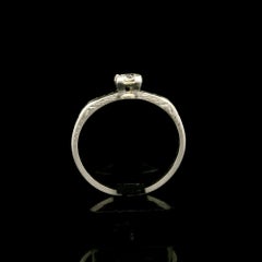 Art Deco Platinum .26ct European Diamond Engraved Wheat Work Solitaire Ring