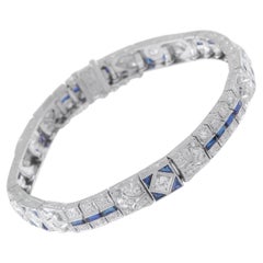 Art Deco Platinum 2.70ct Diamond and Sapphire Bracelet MF04-121025