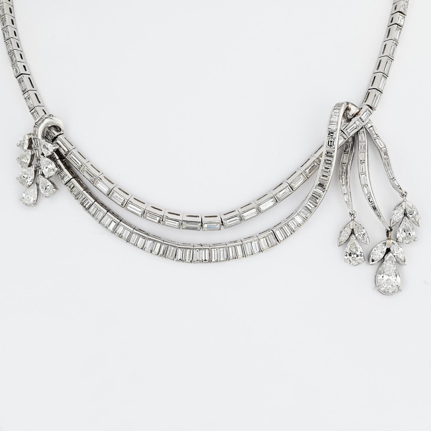 Art Deco Platin 27,5 Karat Diamant-Halskette (Art déco) im Angebot