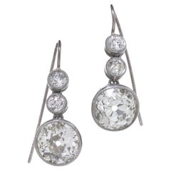 Art Deco Platinum 2.9ct Diamond Drop Earrings