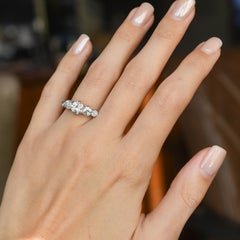 Art Deco Platinum 3.4ct Diamond 5-Stone Half-Hoop Ring, Circa 1920