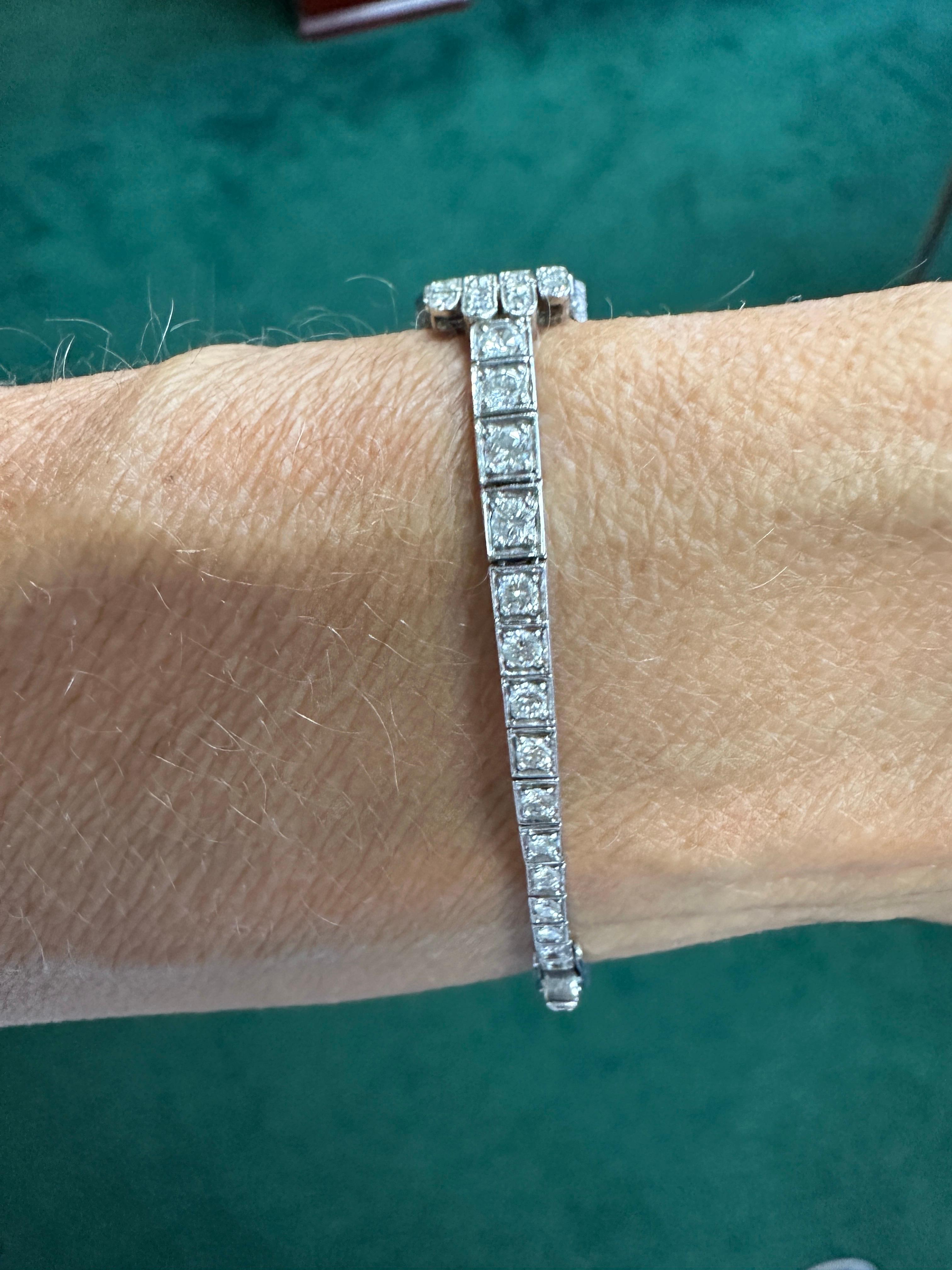 Art Deco Platinum 3.50Ct Diamond Watch VS-F 18-Jewell Manual Wind 4