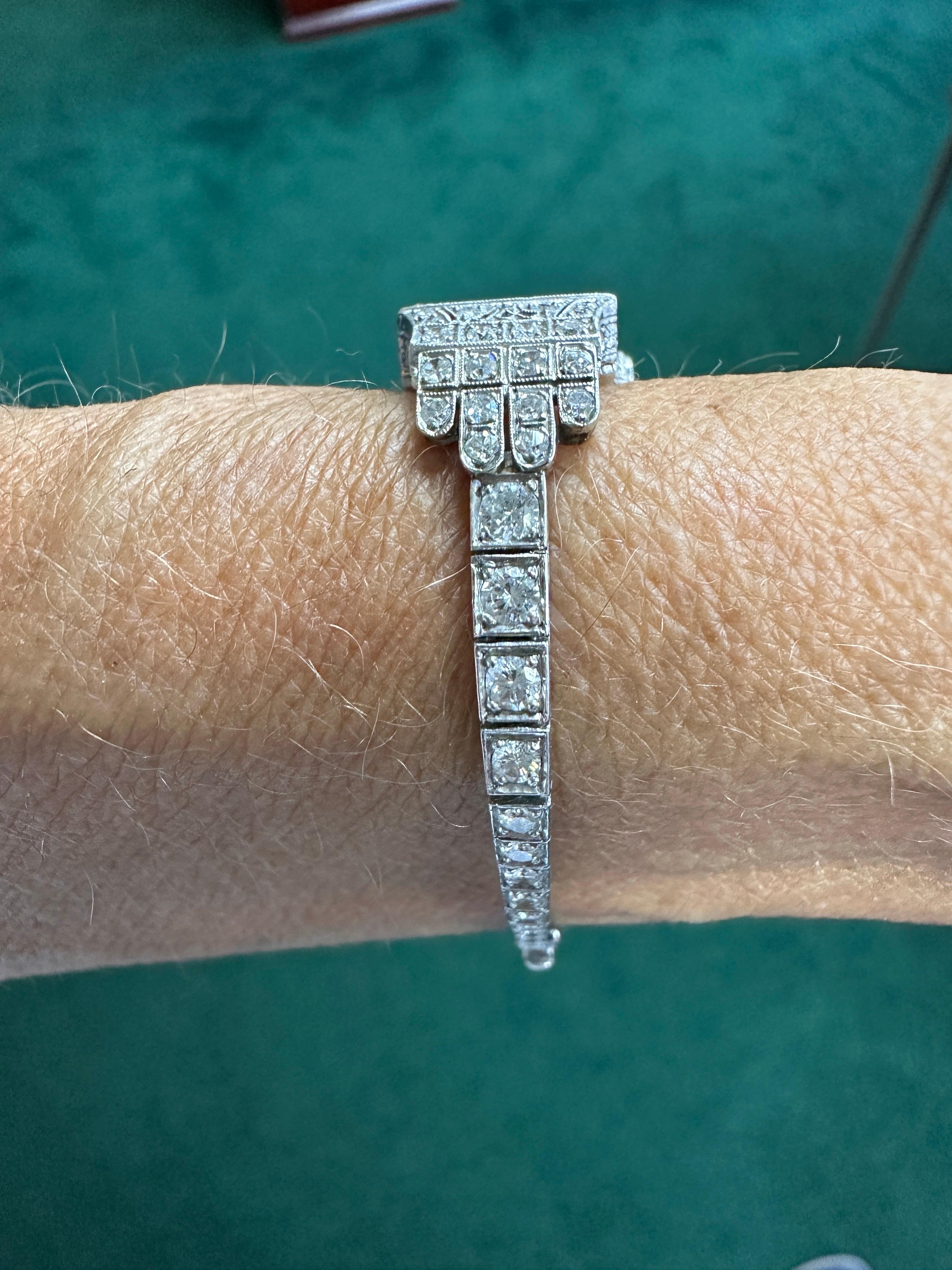 Art Deco Platinum 3.50Ct Diamond Watch VS-F 18-Jewell Manual Wind 13