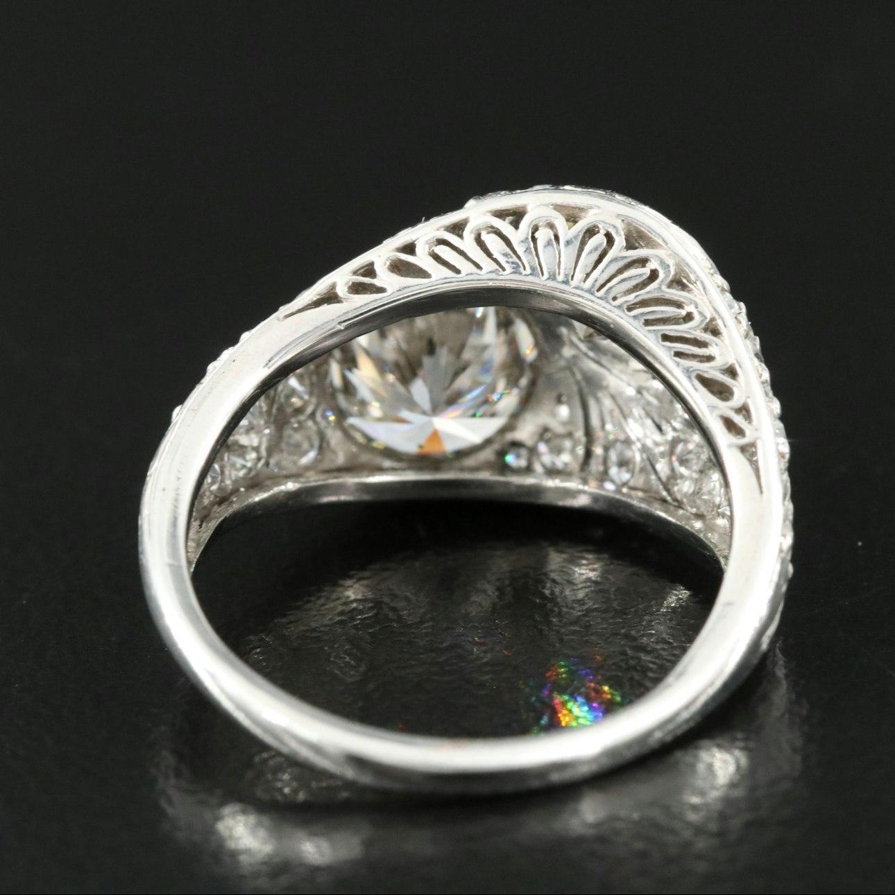 Women's Art Deco Platinum 3.54ctw Diamond Ring For Sale