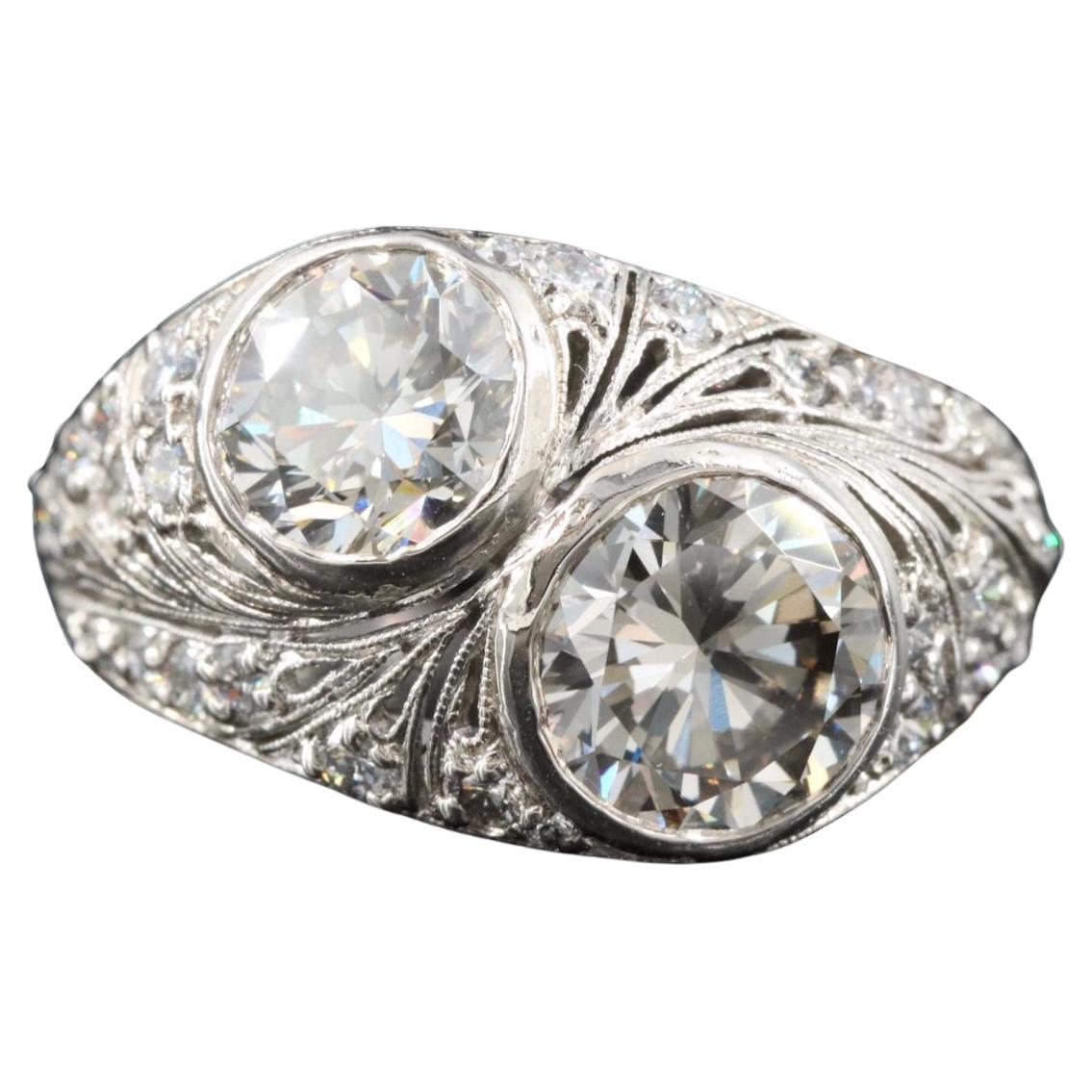 Art Deco Platinum 3.54ctw Diamond Ring