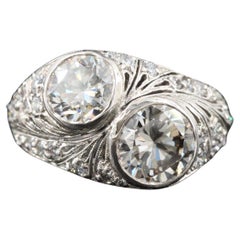 Art Deco Platin 3,54 Karat Diamantring