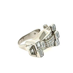 Art Deco Platinum 4.00 Carat Diamond Tank Cocktail Ring