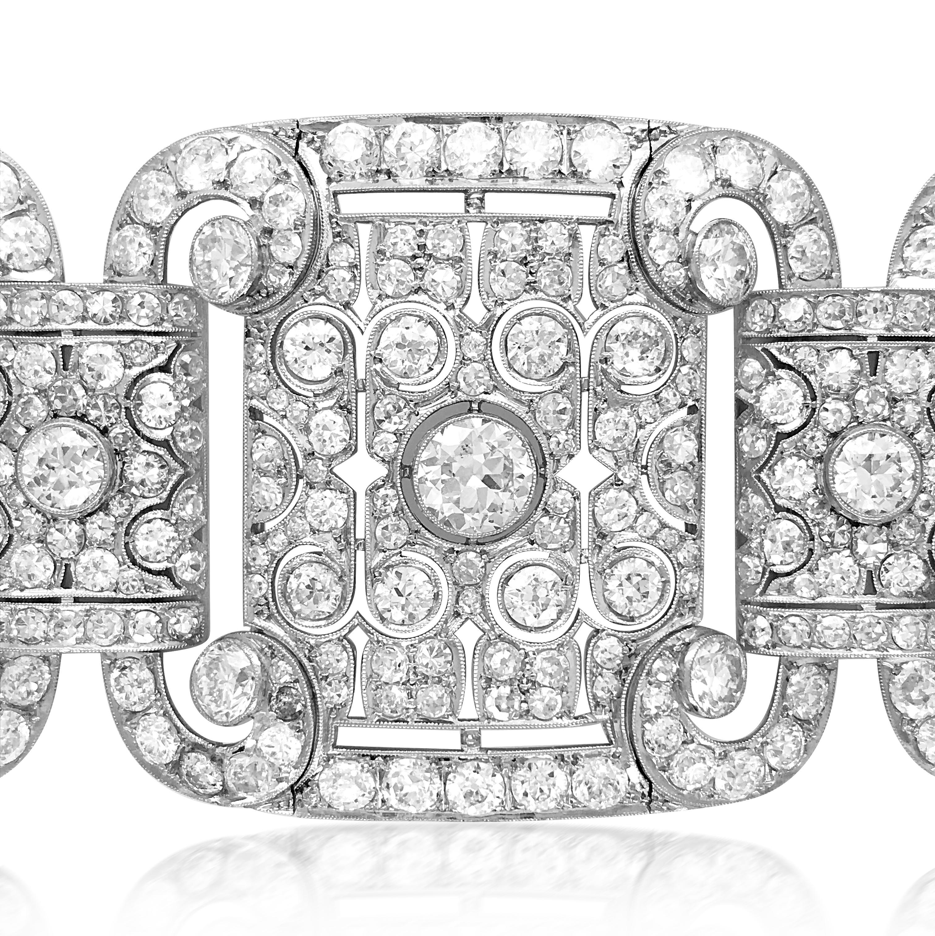 Art Deco Style Platinum 41.2 Carat Diamond Bracelet 1