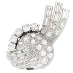 Boucles d'oreilles en platine Art déco en forme de comète avec diamants tailles mixtes de 5,0 carats, années 1920