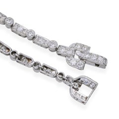 Art Deco Platinum 5.14tcw Diamond Link Buckle Clasp Necklace