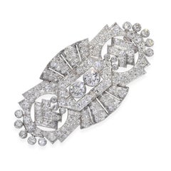 Art Deco Platinum 5.38ctw Old European and Single Cut Diamond Brooch