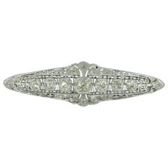 Antique Art Deco Platinum 6.0 Carat Old Euro and Mine Cut Diamond Filigree Brooch Pin