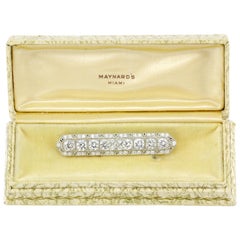 Art Deco Platinum 6.2 Carat Diamond Bar Pin Brooch by Maynards of Miami