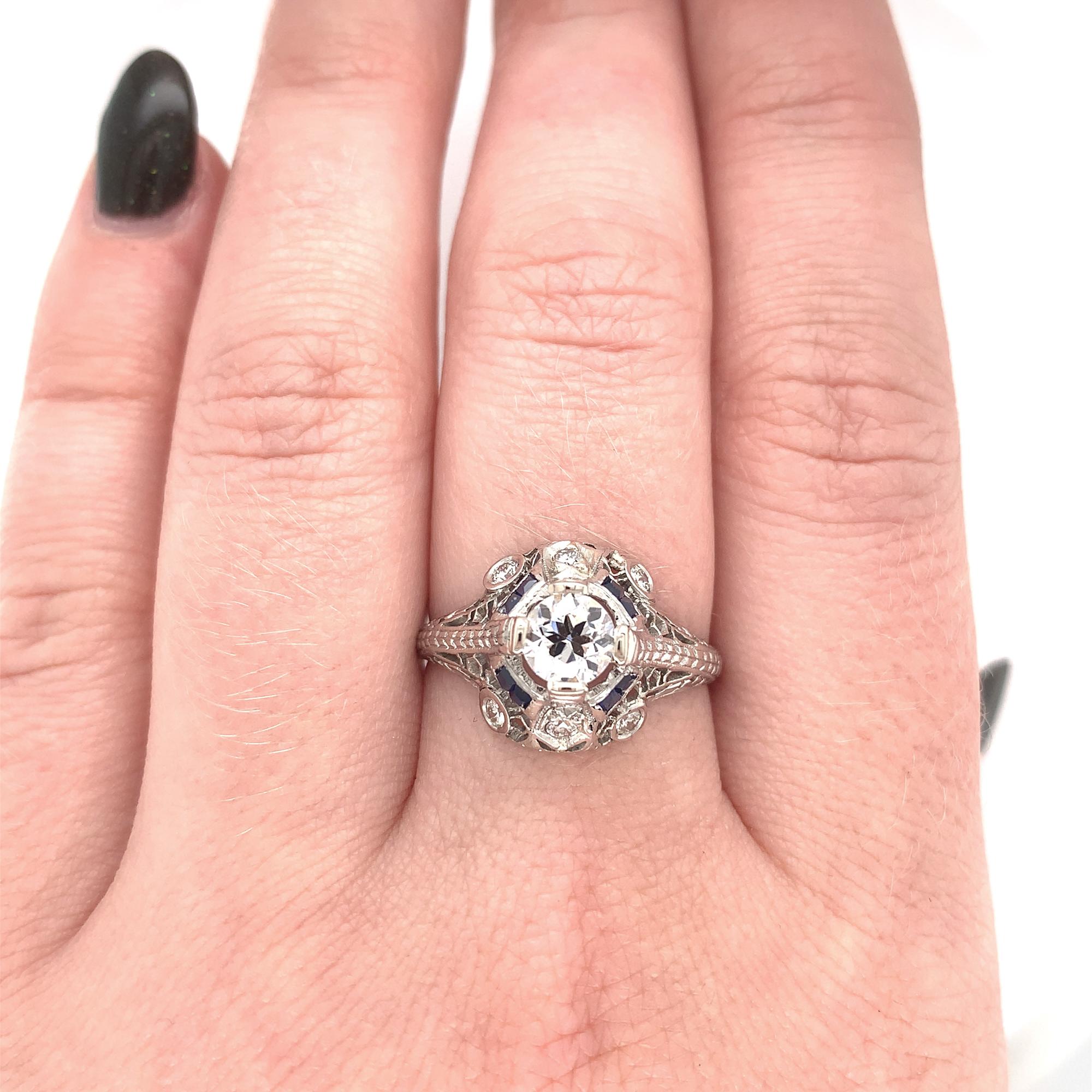 Art Deco Platinum .62ct Diamond Ring GIA report For Sale 1