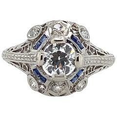 Anello in platino Art Deco con diamante da 0,62 carati, rapporto GIA