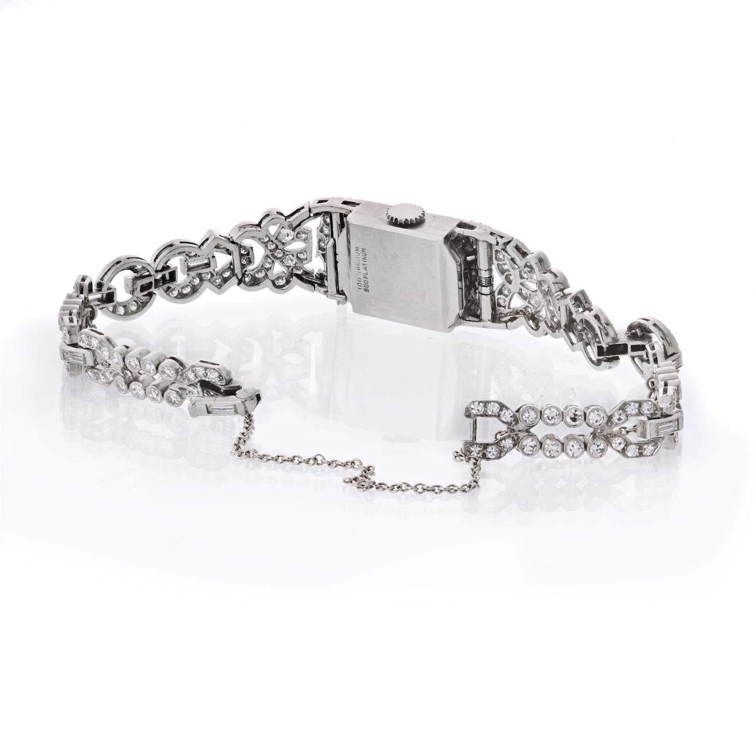 Art Deco Platin 6,50 Karat Diamant Glycine-Armbanduhr (Moderne) im Angebot