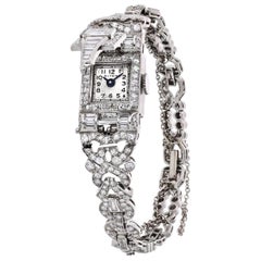 Orologio da polso Art Deco in platino con diamante da 6,50 carati Glycine