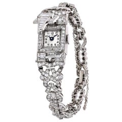 Art Deco Platinum 6.50 Carat Diamond Glycine Wristwatch