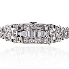 Orologio da polso Art Deco in platino con diamante da 6,50 carati Glycine
