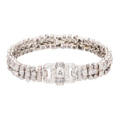 Antique Art Deco Platinum 7 Carat Diamond Bracelet