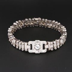 Art Deco Platinum 7 Carat Diamond Bracelet