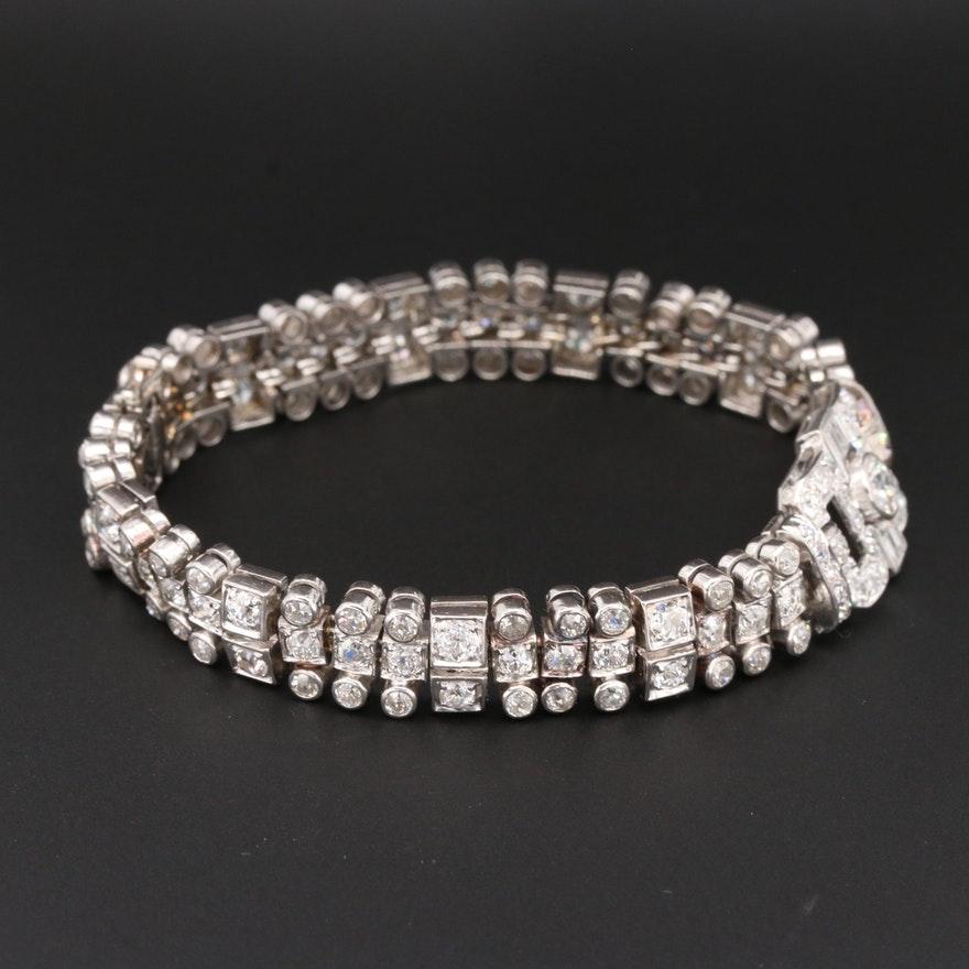 Art Deco Platinum 7 Carat Diamond Bracelet In Good Condition For Sale In Frederick, MD