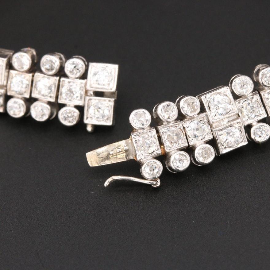 Art Deco Platinum 7 Carat Diamond Bracelet For Sale 1