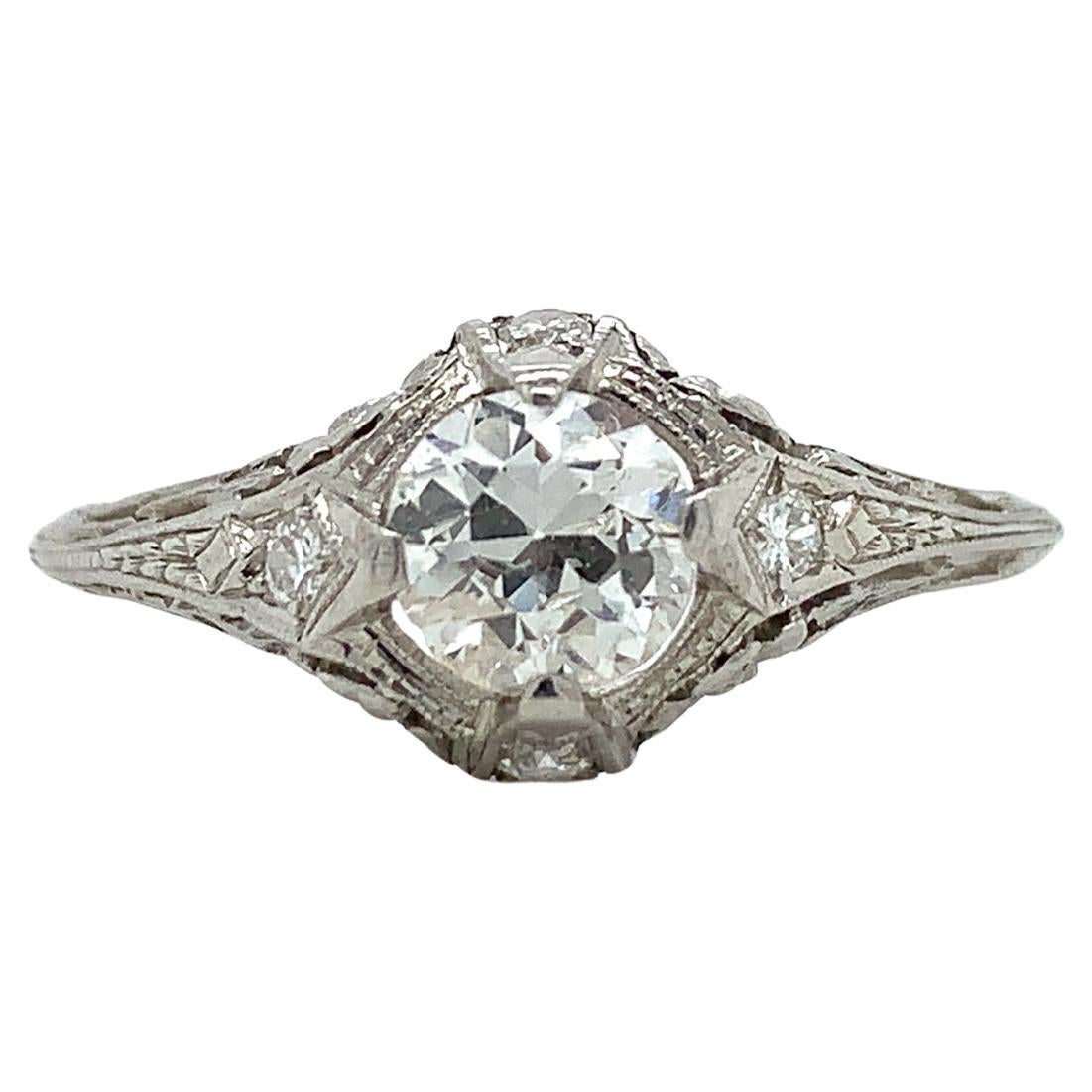 Art Deco Platinring mit 70 Karat Diamanten