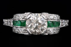Art Deco Platinum .75 Carat Old European Cut Diamond Engagement Ring