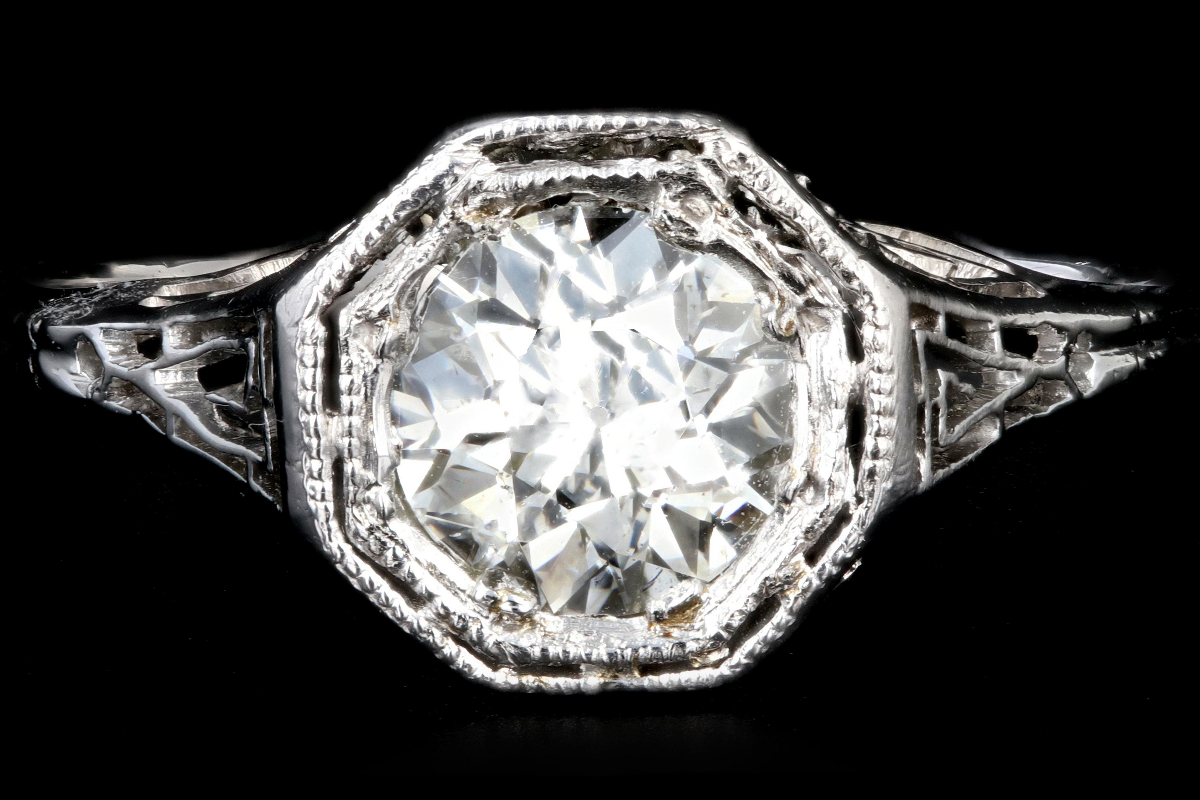 art deco old european cut diamond engagement ring