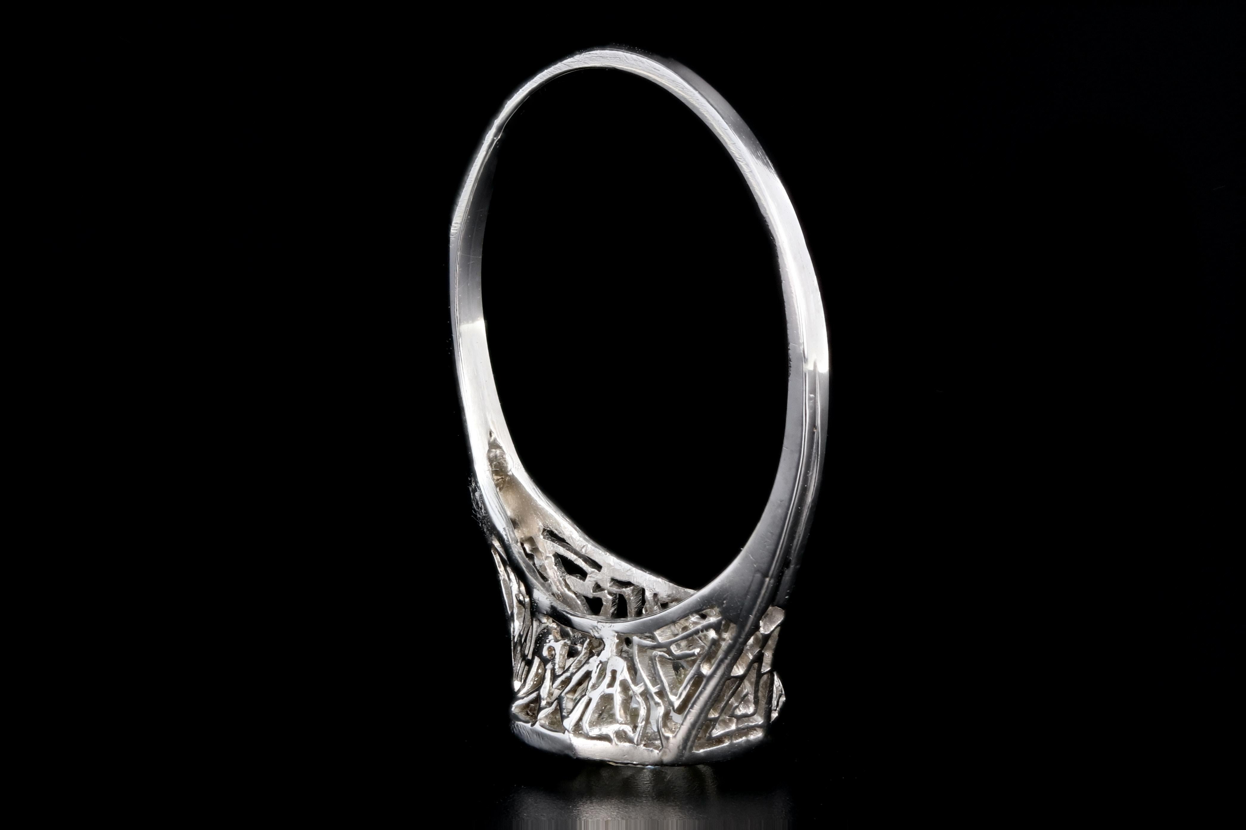 Art Deco Platinum .85 Carat Old European Cut Diamond Engagement Ring 1