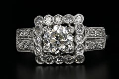 Art Deco Platinum .89 Carat Old European Cut Diamond Engagement Ring