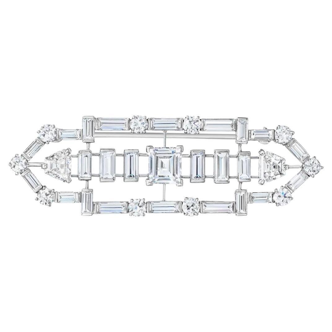 8.75 Carat Diamond Art Deco Platinum Pendant Brooch For Sale