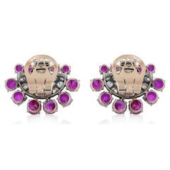 Art Deco Platinum and 14ky 12.00 Carat Unheated Burma Ruby Diamond Earrings
