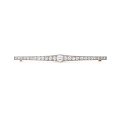Art Deco Platinum and 18K Yellow Gold 3.20 Carats Old European Diamond Brooch