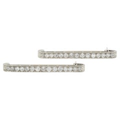 Antique Art Deco Platinum and 2.0 Cts Diamond Matched Pair Bar Brooches