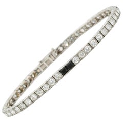 Bracelet ligne Art déco en platine, diamants de 4,0 carats et onyx, c. 1930