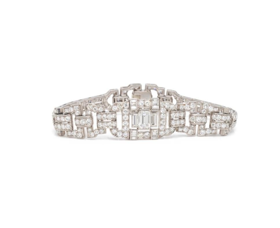 Old European Cut Art Deco, Platinum and Diamond Bracelet